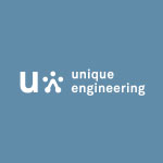 Unique Medicum Logo auf blauem Hintergrund