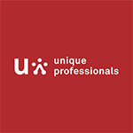 Unique Paedagogik Logo auf gelbem Hintergrund